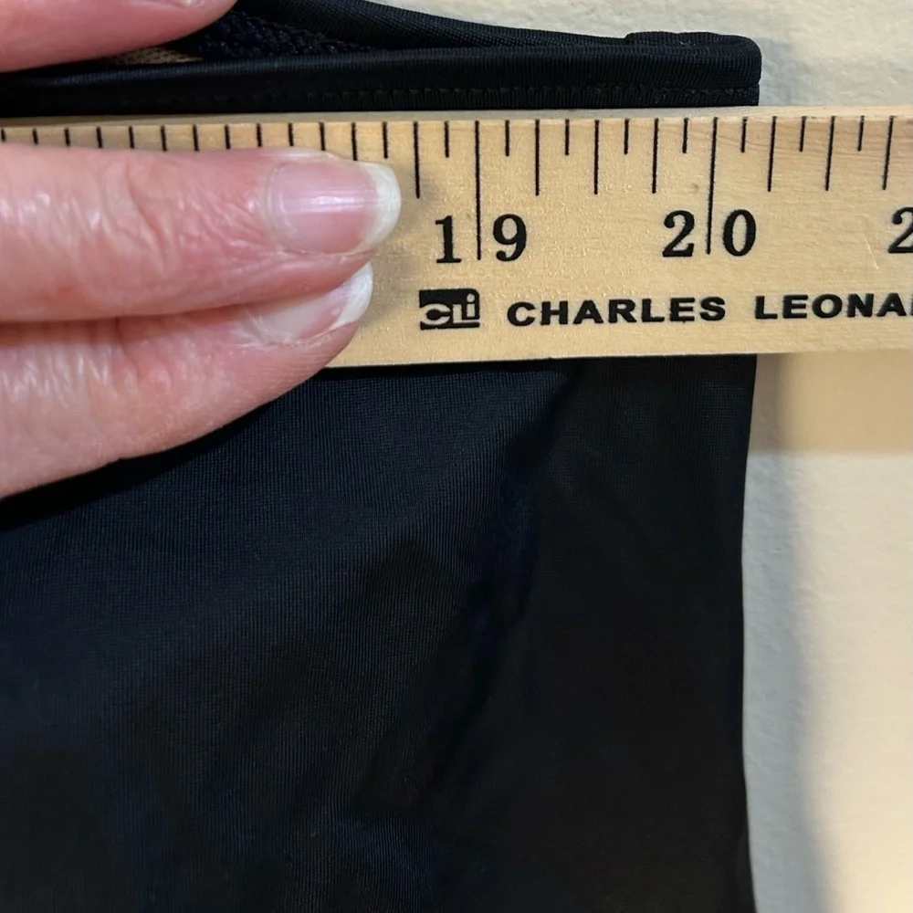 LL Bean Scoopneck‎ Tankini Top 20W Plus Black Full Padded Bra Lined Swim Beach